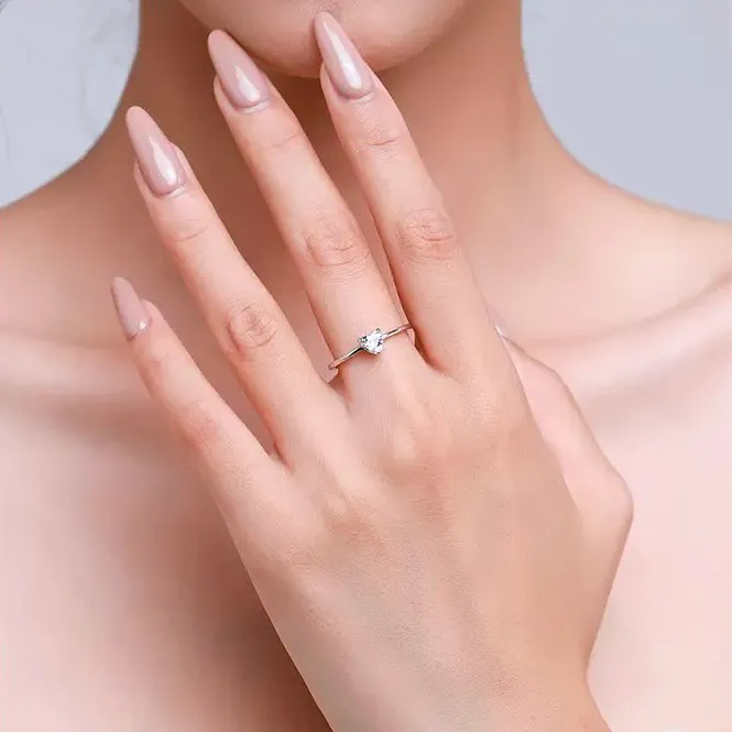 SIZE 6 925  Dainty Heart AAAAA Zirconia Sparkling Ring - Image 3