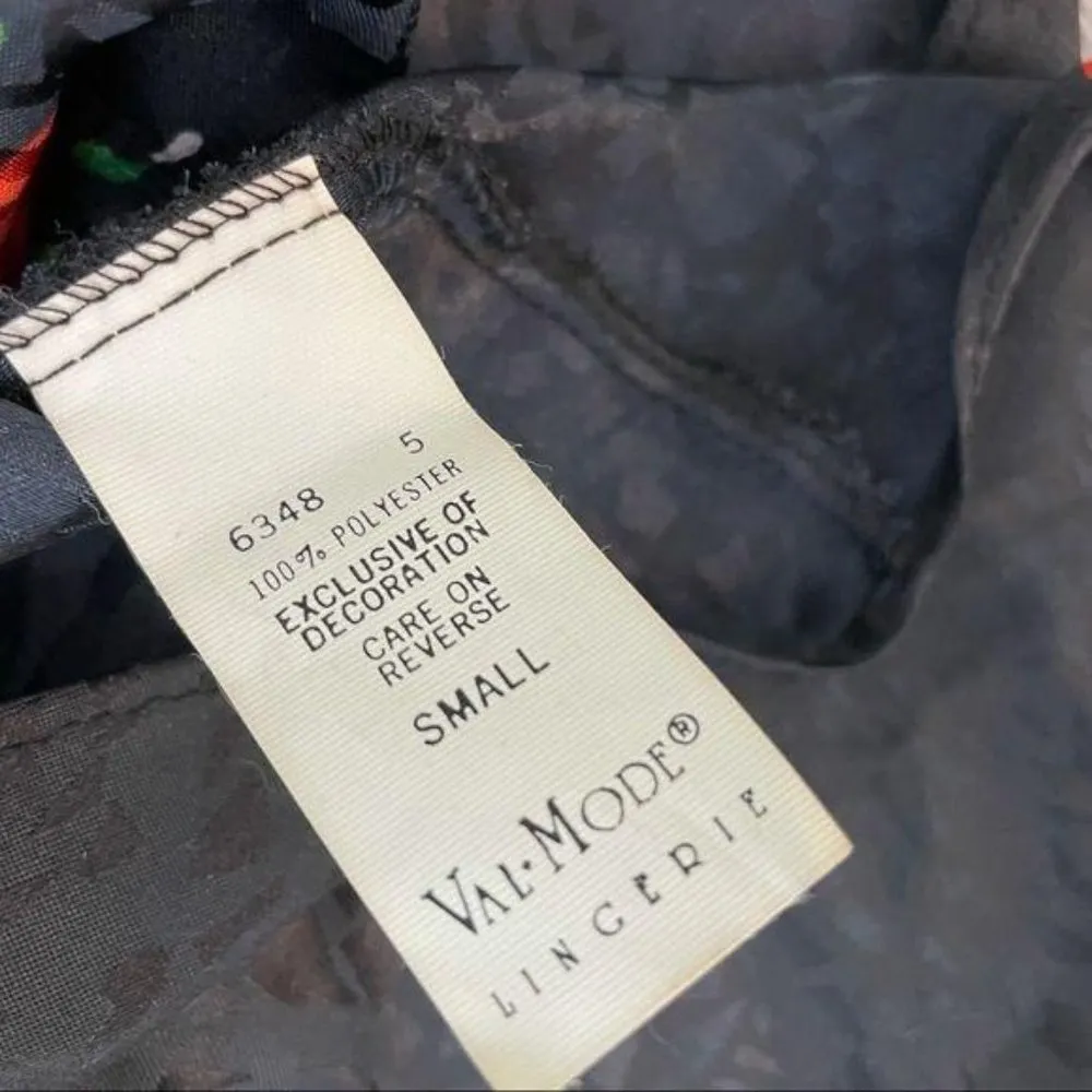 Vintage Val mode lingerie floral black baby doll dress sleepwear nightgown s - Image 8