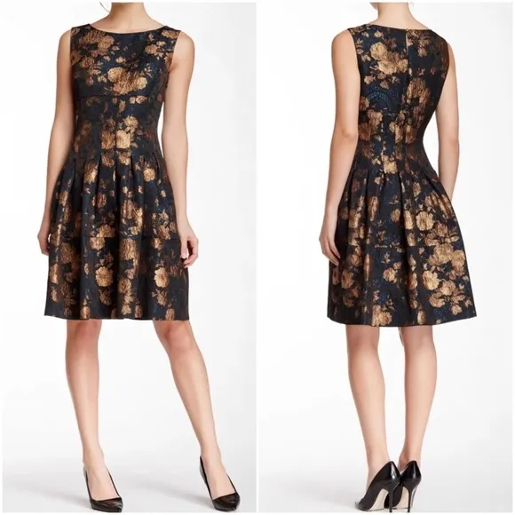 Gabriella Gold Leaf Sleeveless Fit & Flare Dress Women’s Size 4 - Image 2