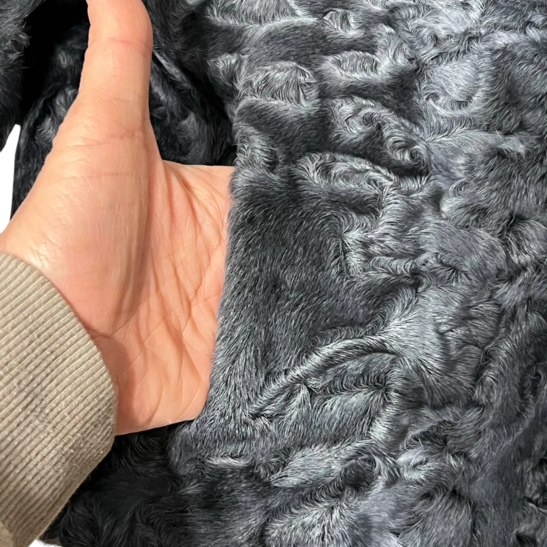 Smith Fine Furs Womens Genuine Swakara Lamb Fur Parka Jacket Sz 14 Dyed Fox Trim - Image 8