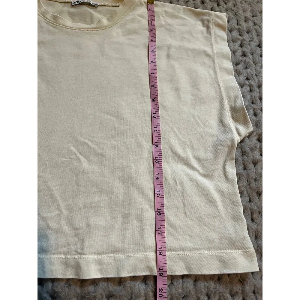 Zara cropped muscle tee cream size med - Image 4