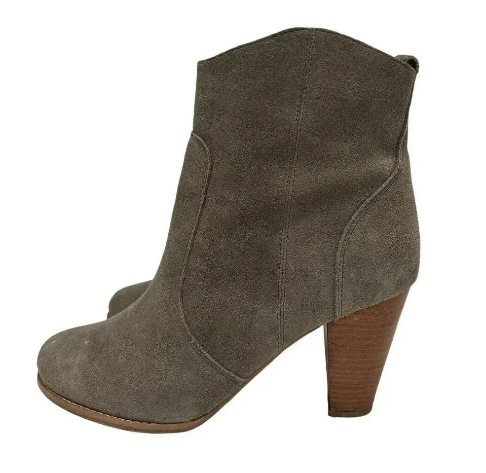 Joie Dalton Suede Leather Side Zip Block High Heel Boot Tan Booties Size 11 US - Image 4