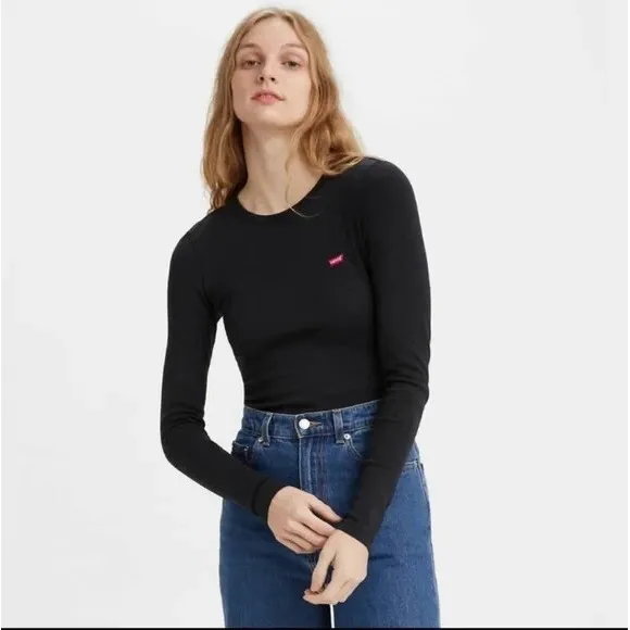 Levi's‎ Women's Crewneck Long Sleeve Ribbed-knit Shirt, Black, Plus Size 4X - Image 3