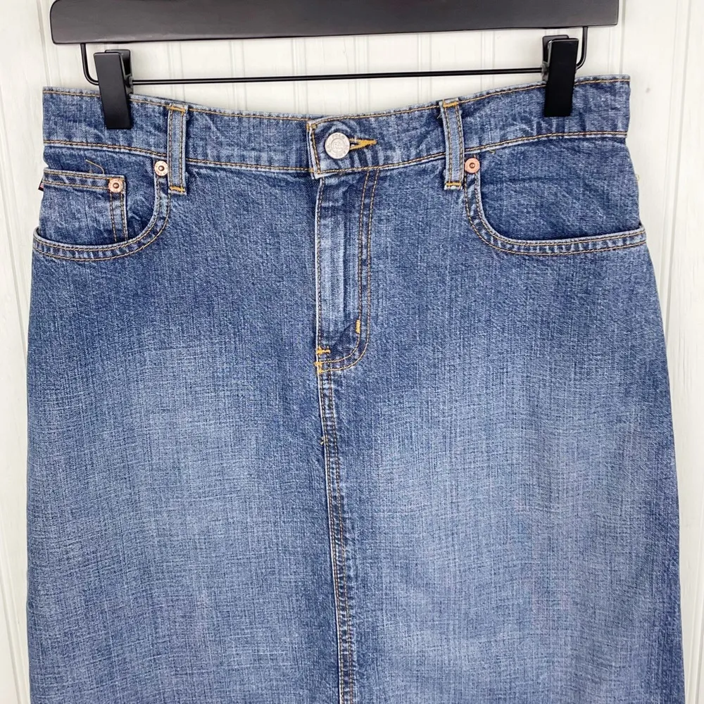 Vintage Y2K 2000s Polo Jeans Company Ralph Lauren Denim Knee Skirt with Slit 2 - Image 3