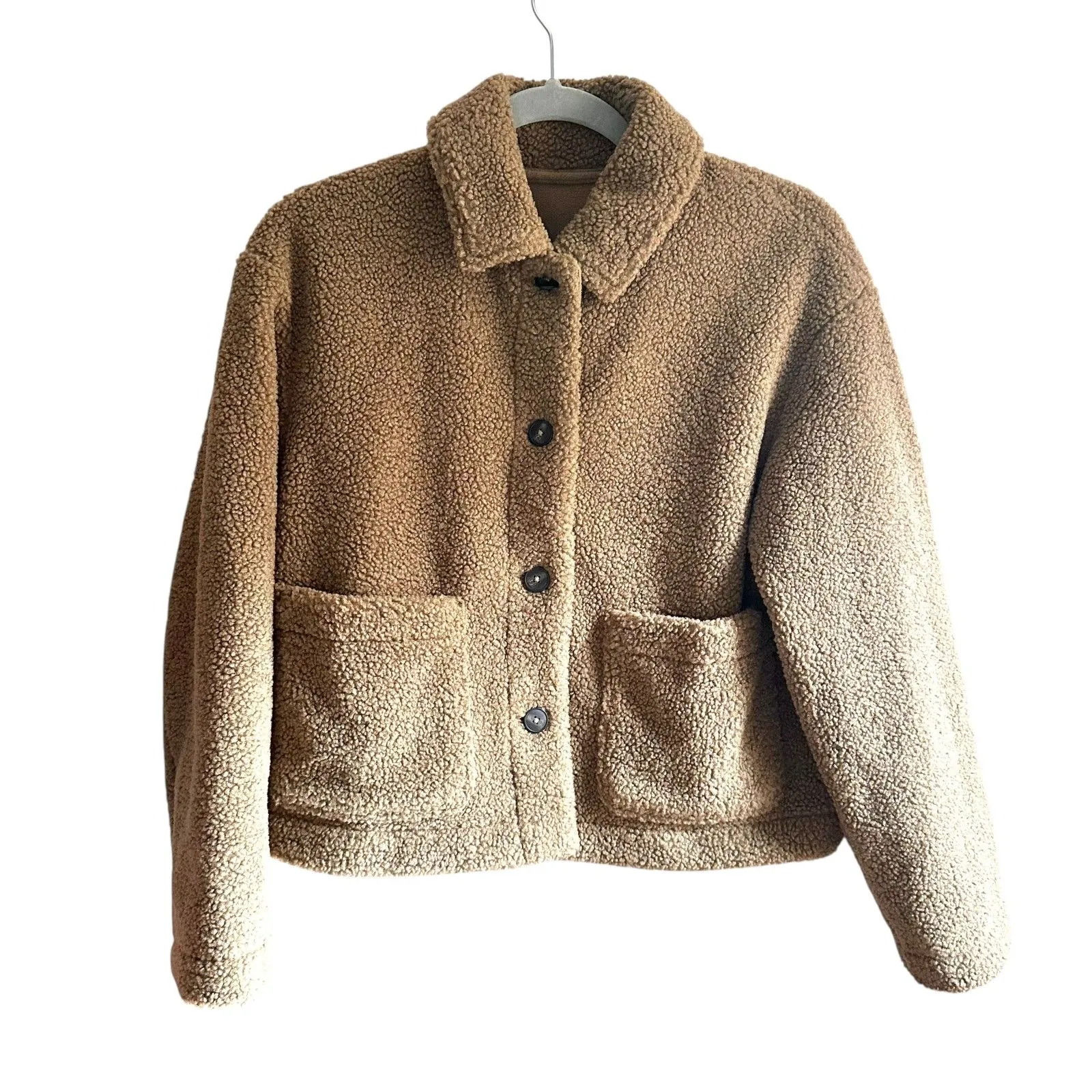 UNIQLO Windproof Fleece Buttoned Jacket Olive X-Small - Image 2