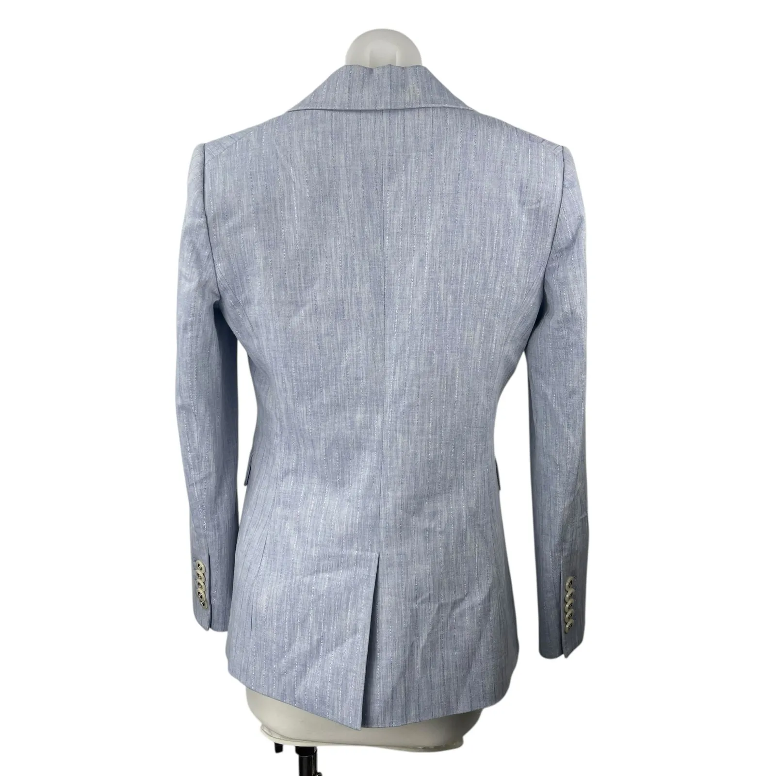 Veronica Beard Gaya Dickey Blue Faux Double Breasted Blazer Coat Jacket Size 8 - Image 5