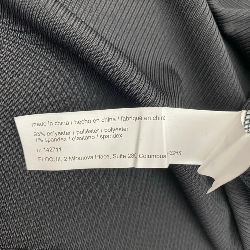 Eloquii Wide Neck Tie Waist Faux Wrap Knot Front Belted Mini Dress: Black - Image 13