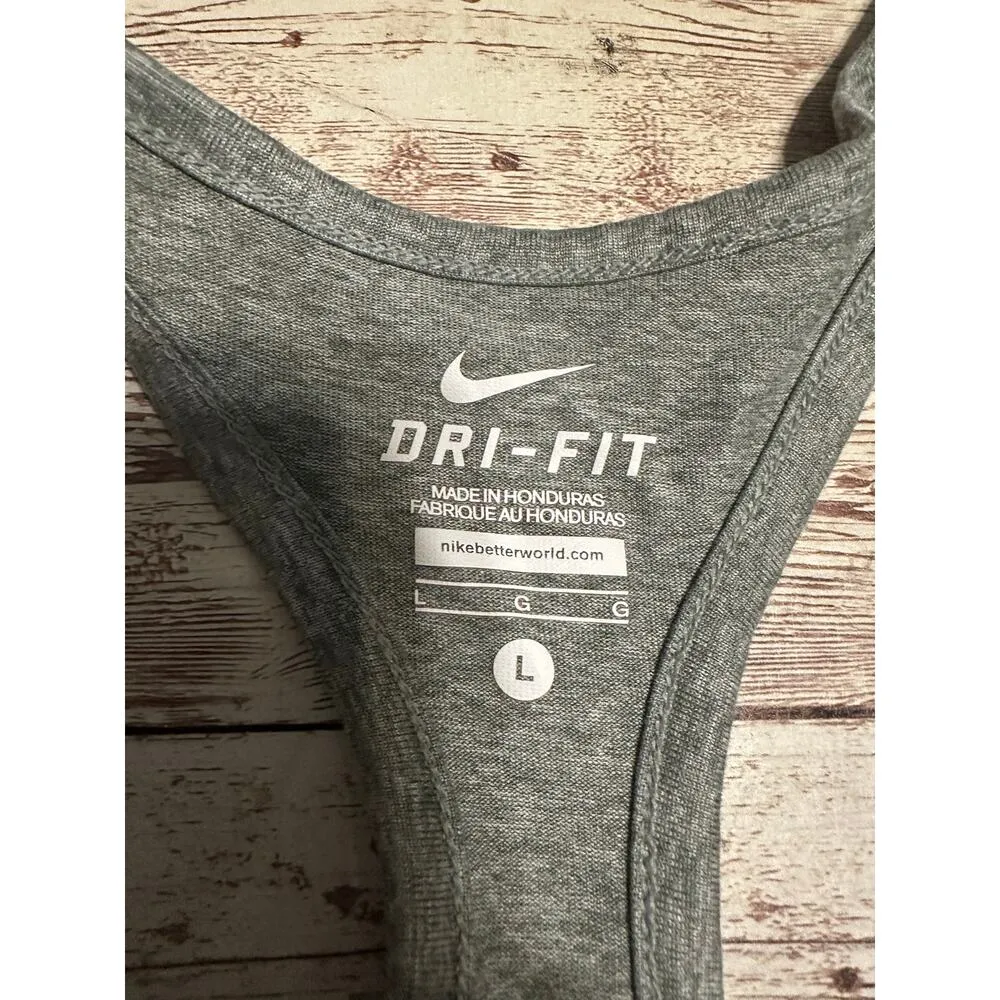 Nike Dri-Fit Racer Back Athletic Tank Women's Large Gray Athleisure Run Yoga - Image 3