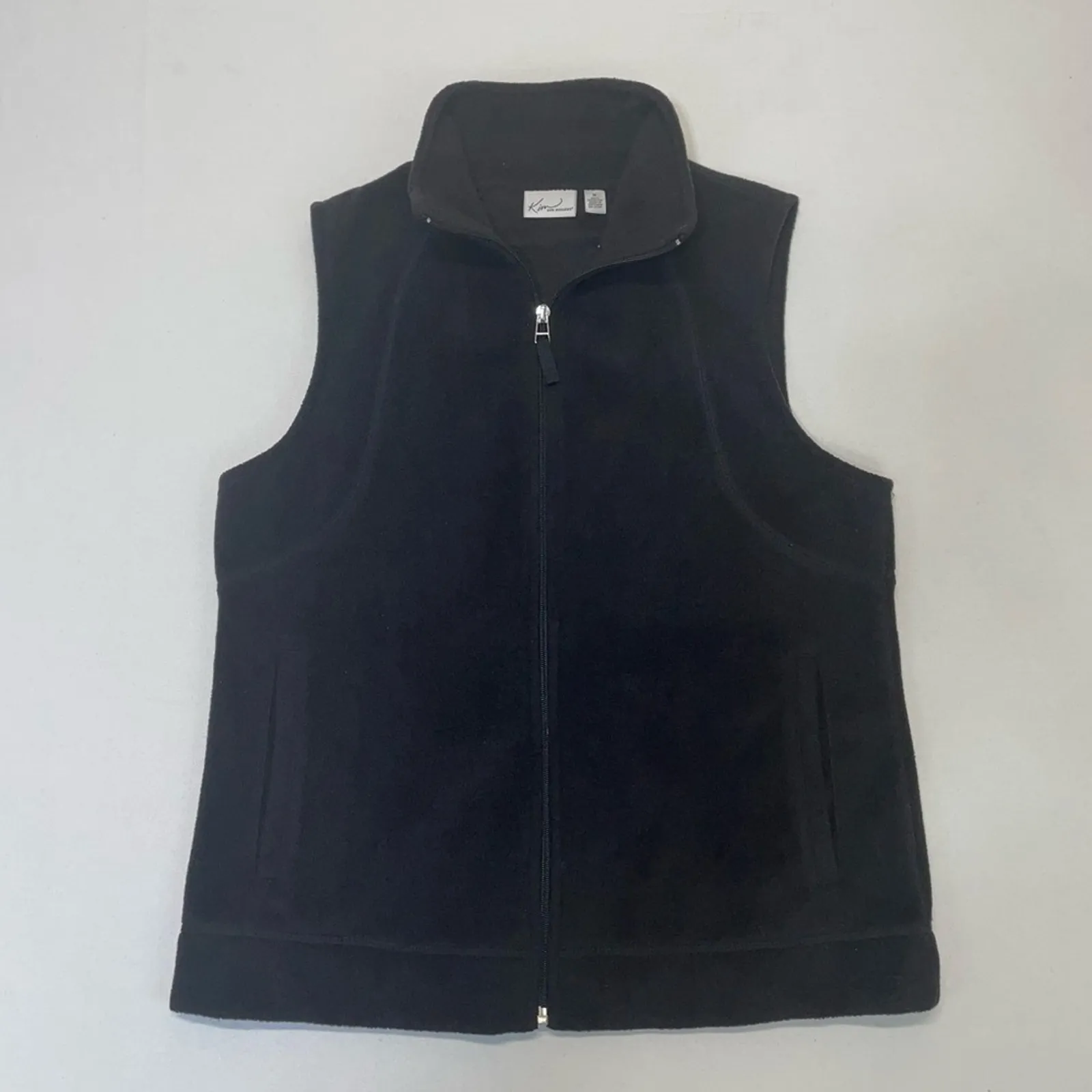 Black Fleece Vest Jacket full zip polyester mock neck Size Medium Kim Rogers - Image 5