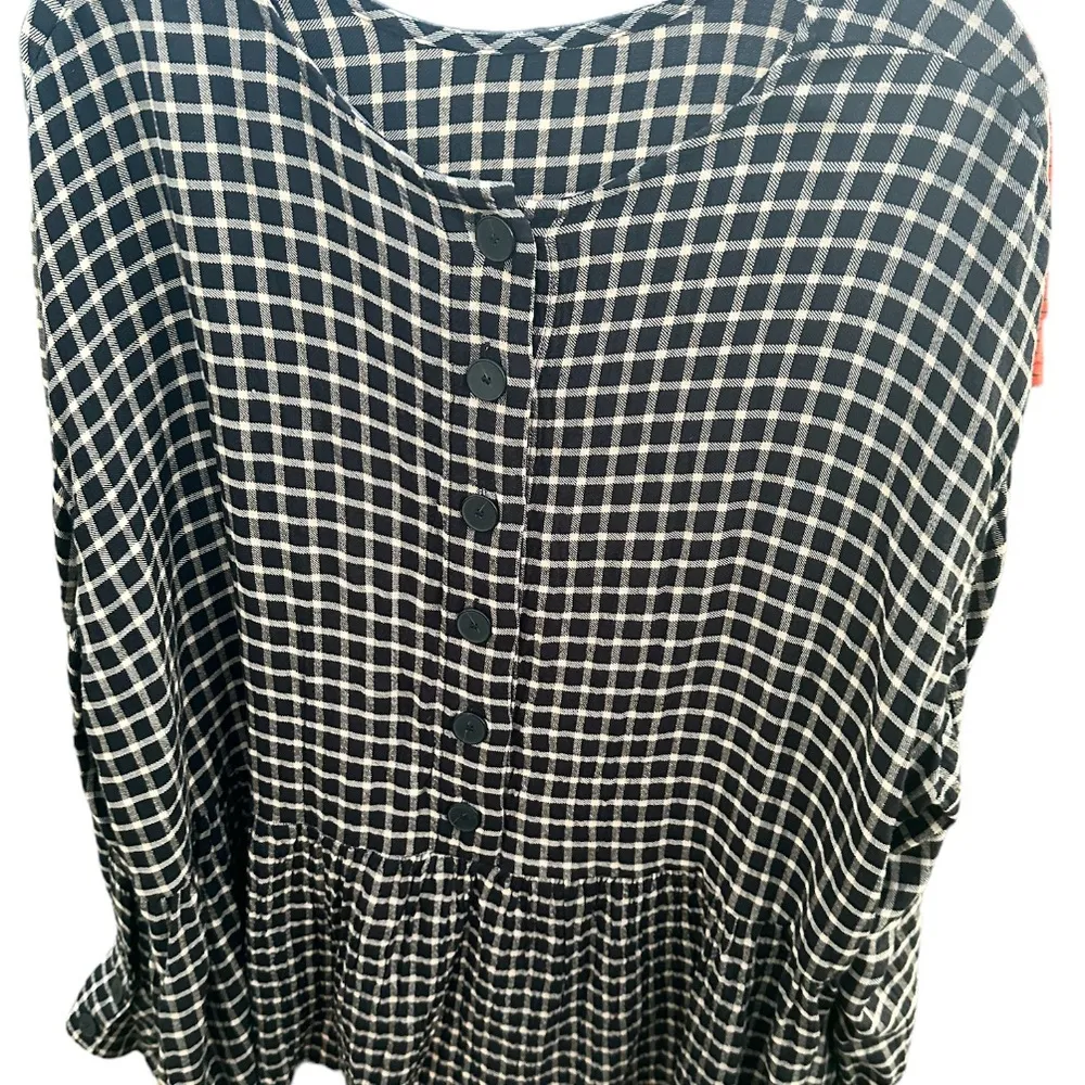 Madewell empire top long sleeve X2 size black and brown pattern preowned - Image 2