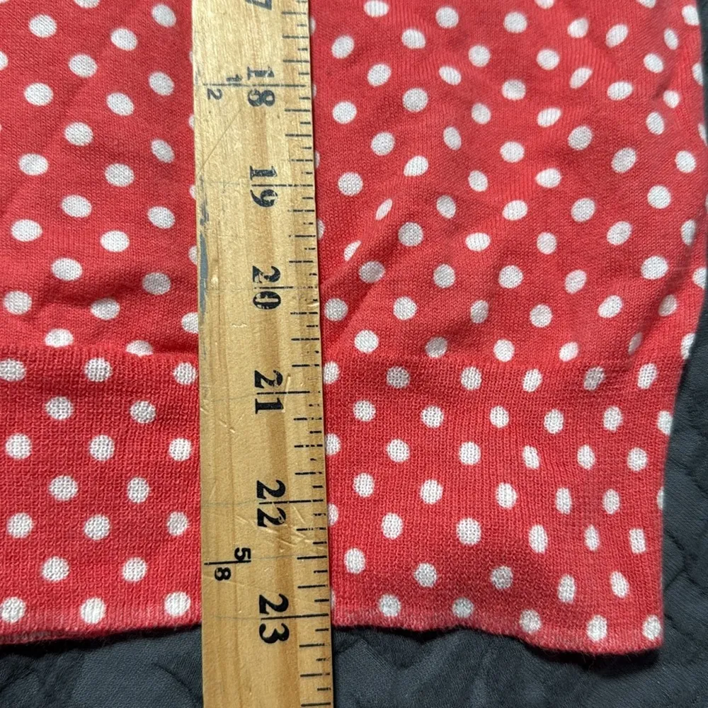 J. Crew Factory size XXS light weight cotton sweater coral with white polka dots - Image 8