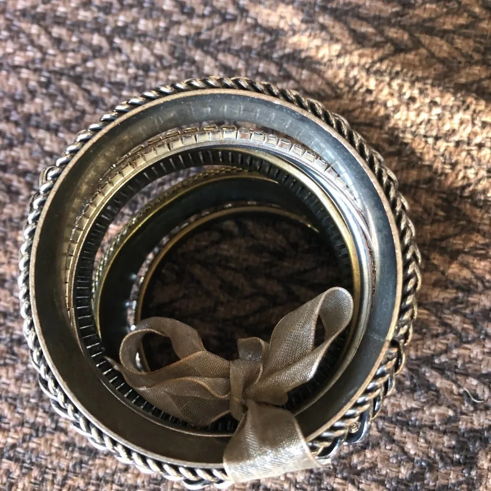 Cache 6 Lot Bundle Bronze tone Bangle bracelets multi size and embellished NWT - Image 4