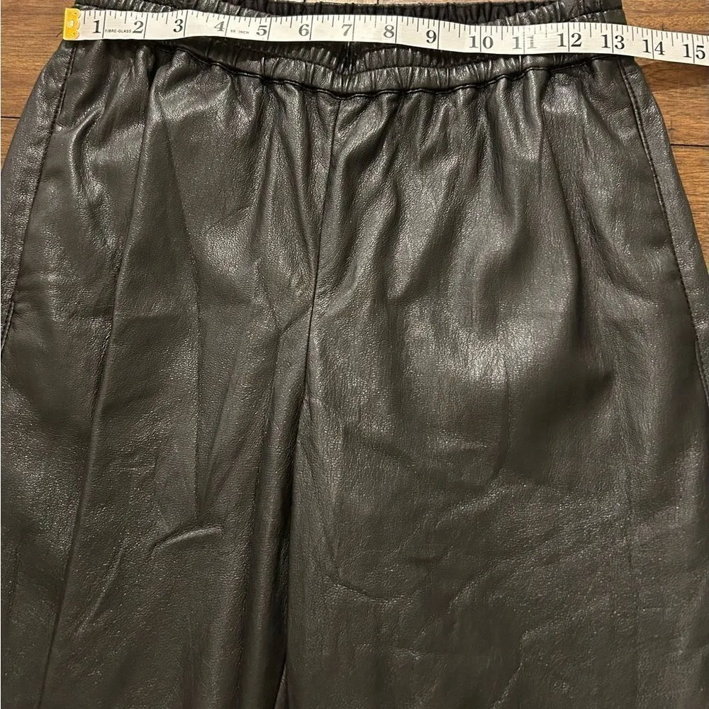 Aritzia Babaton Black High Rise Faux Leather Wide Leg Pants Size 2 - Image 4