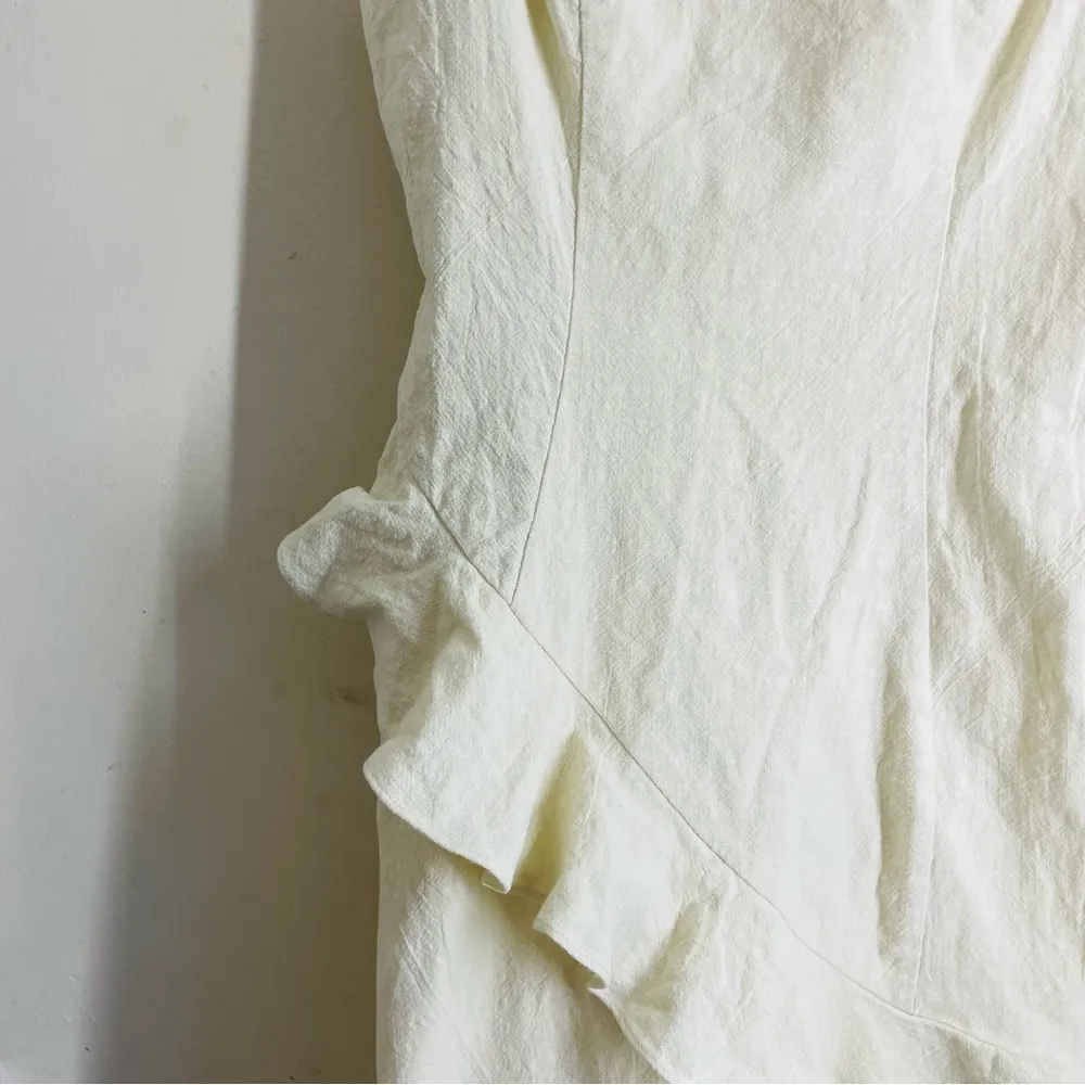 Here Comes the Sun Linen Look Cotton Ruffle Sun Dress light green size S - Image 6