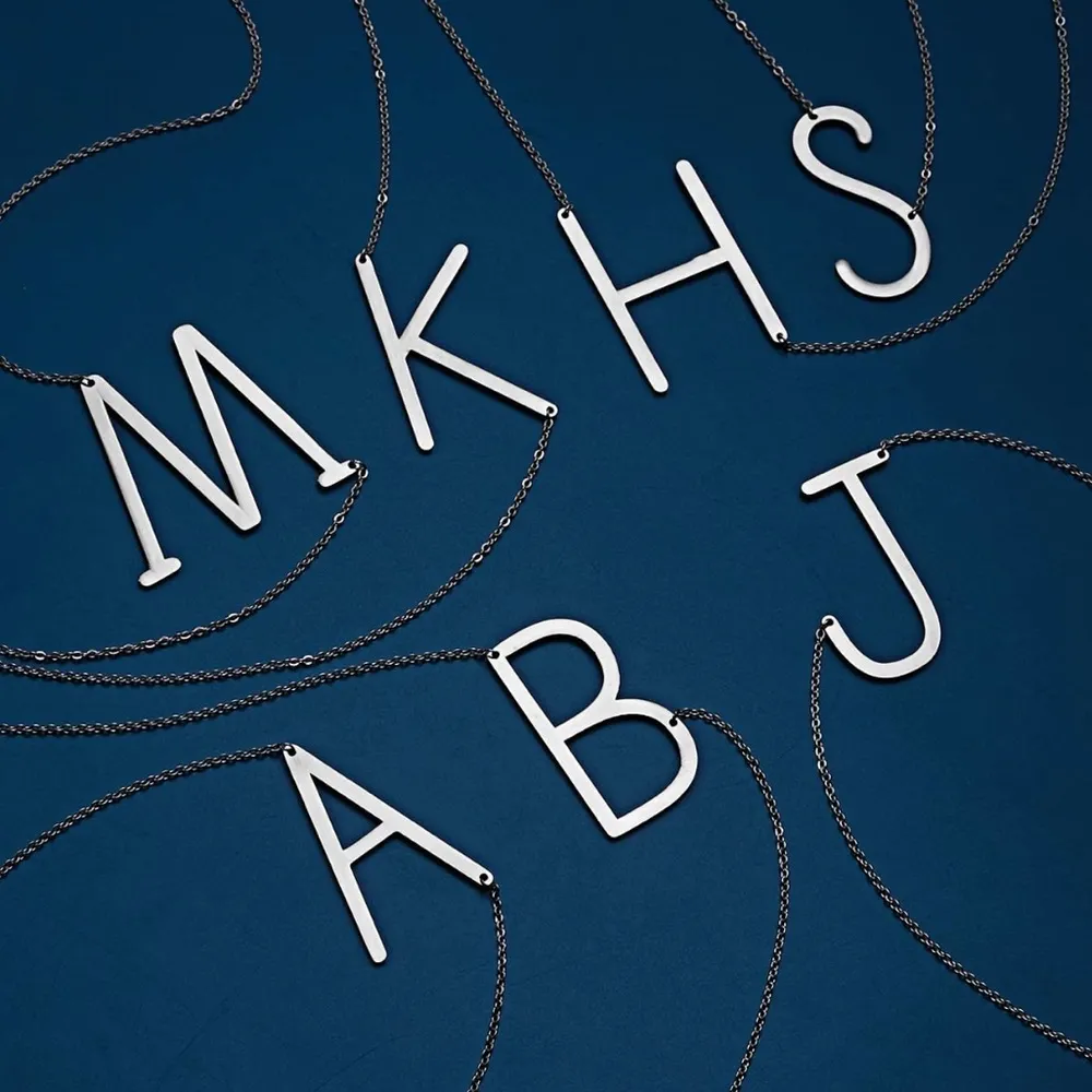 Silver Initial Pendant Necklace Letters A - Image 5