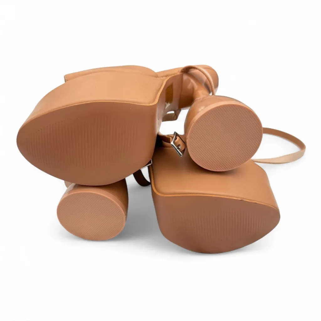 PrettyLittleThing Camel Extreme Platform Sandals - Image 3