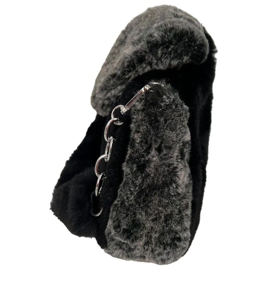 Jennifer and Company Plush Handbag Purse Black Grey NWT - Image 3