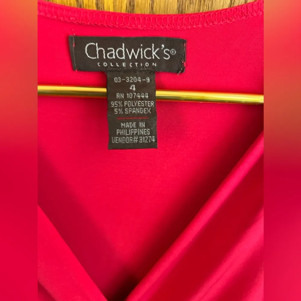 Chadwicks Colorblock V-Neck Sleeveless Orange Red White Midi Dress Womens Size 4 - Image 3