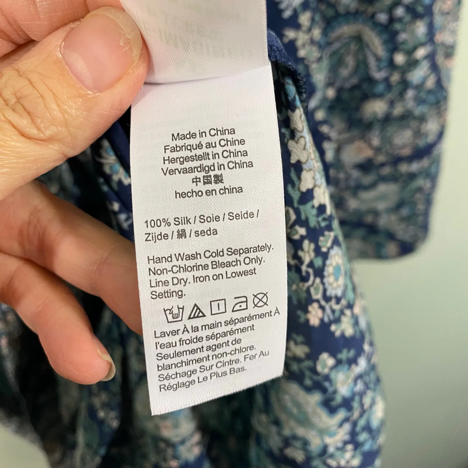 J.Crew Women Blue Paisley Tie-Front 100% Silk Shirt Dress Size 8 NWT #BB642 - Image 6