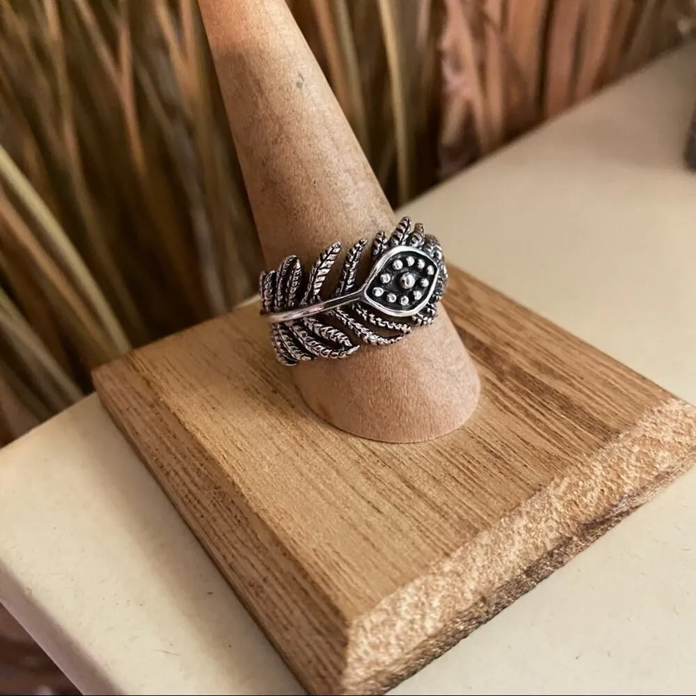 Evil Eye Leaves Boho Sterling Silver Ring Silver - Image 5