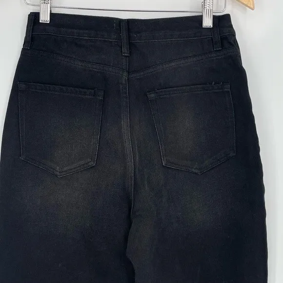 Simple Society Womens High Rise Whimsigoth Embellished Black Frayed Jeans 27 - Image 5