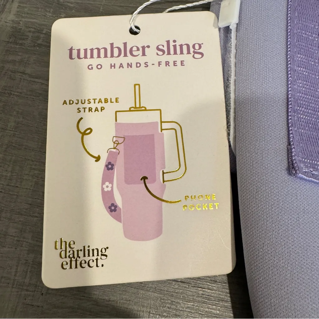 Lavender Tumbler Sling with Floral Strap new with tags periwinkle phone holder Purple - Image 3