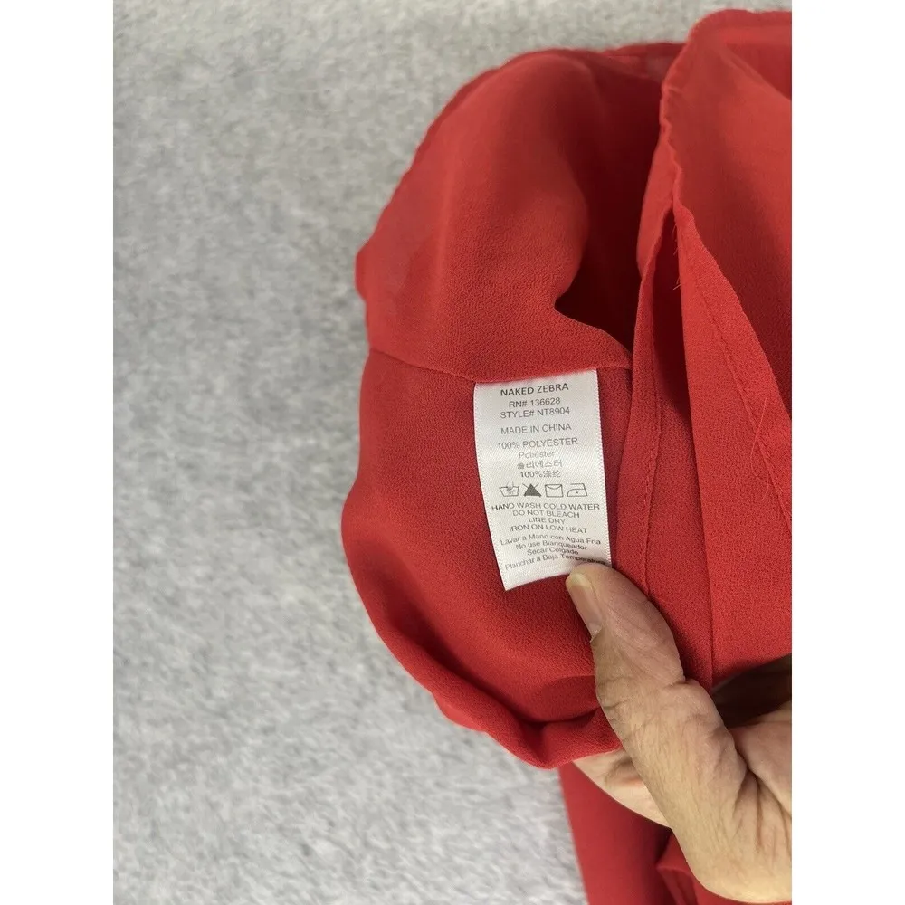 Naked Zebra Women's Blouse Solid Brick Red Keyhole Trapeze Size Small Sleeveless - Image 7