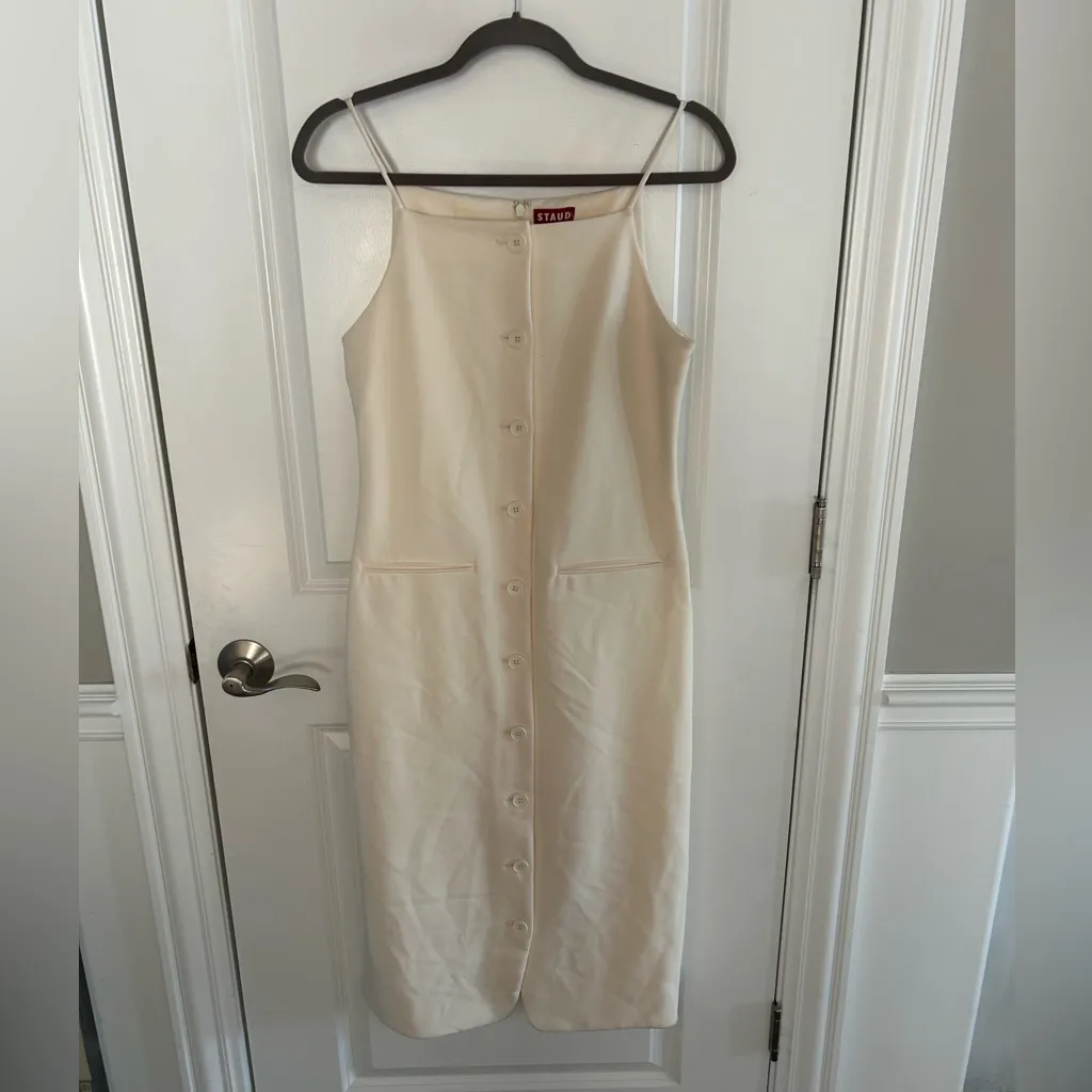 STAUD Cream Una Midi Dress White - Image 3