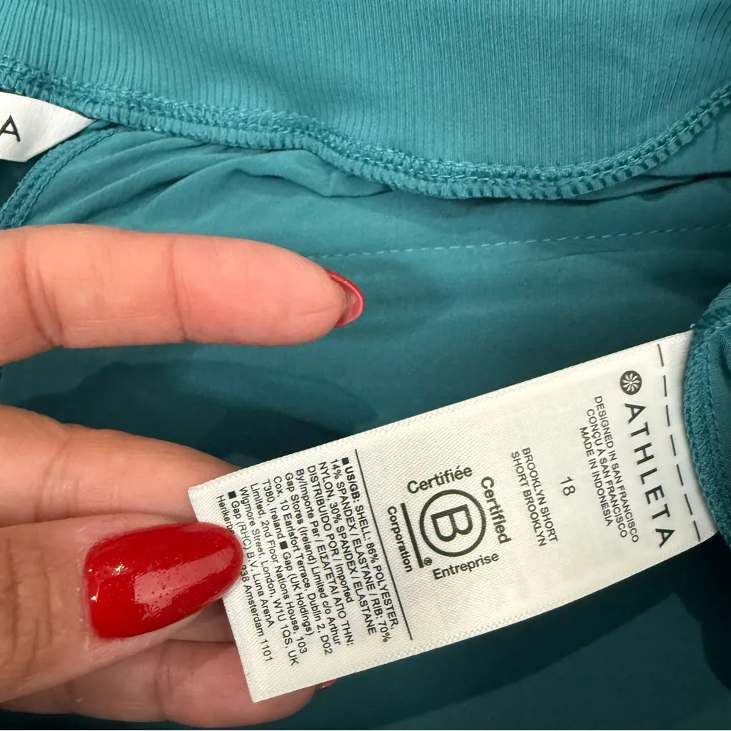 NWOT‎ Athleta Brooklyn Short Teal Green Size 18 - Image 8