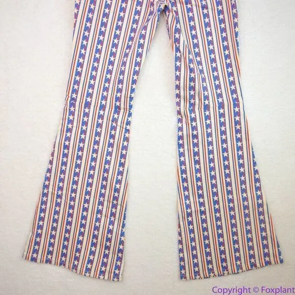 NEW Free PeoplePenny Pull On Flare Jeans‎ Stars And Stripes Print , 30 - Image 11