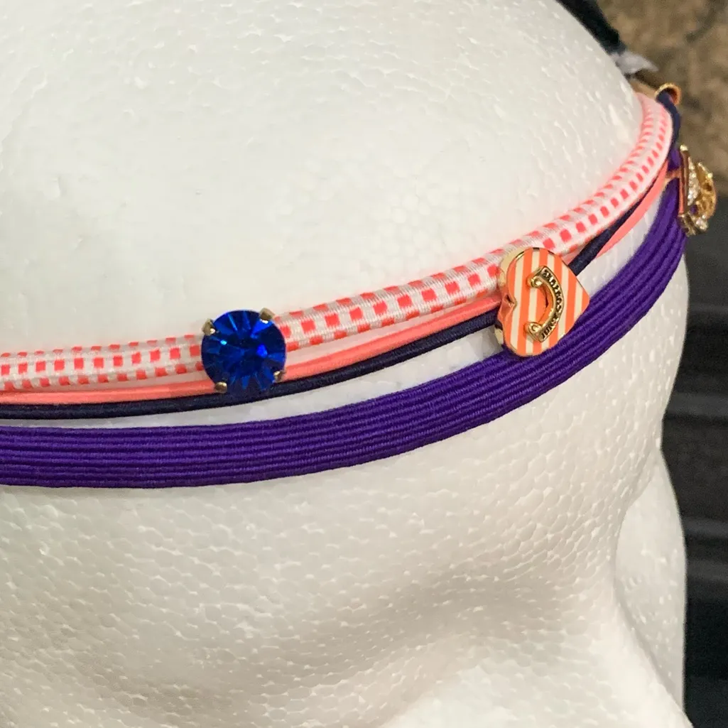 Juicy Couture Pink Purple Elastic Headband with Heart Charms 3 Piece Set NWT - Image 4