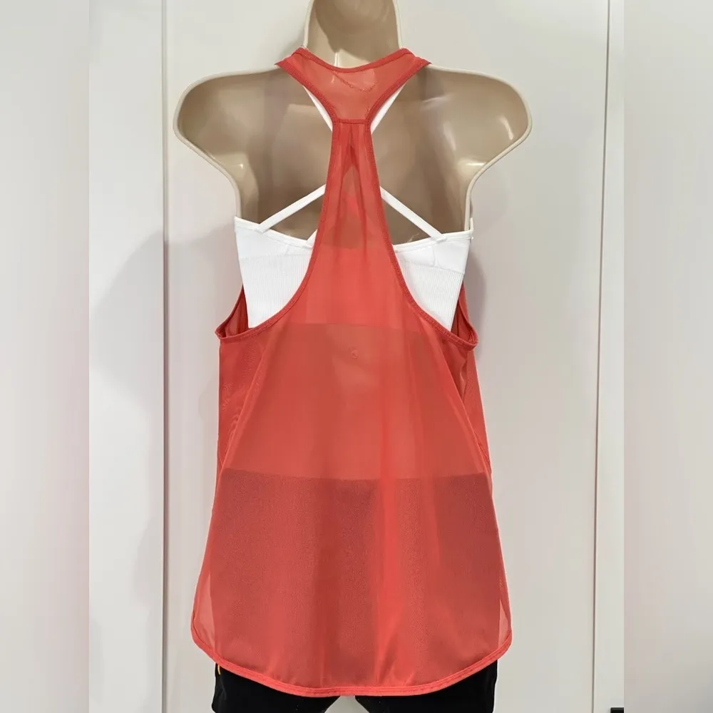 Lululemon 105 Singlet Mesh Tank Top Racerback Poppy Coral Red Size 8 Yoga Sporty - Image 5