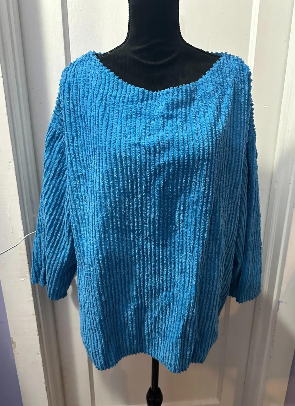 Camelot Fashions Blue Stripped Long Sleeve Sweater in 1X - Image 1