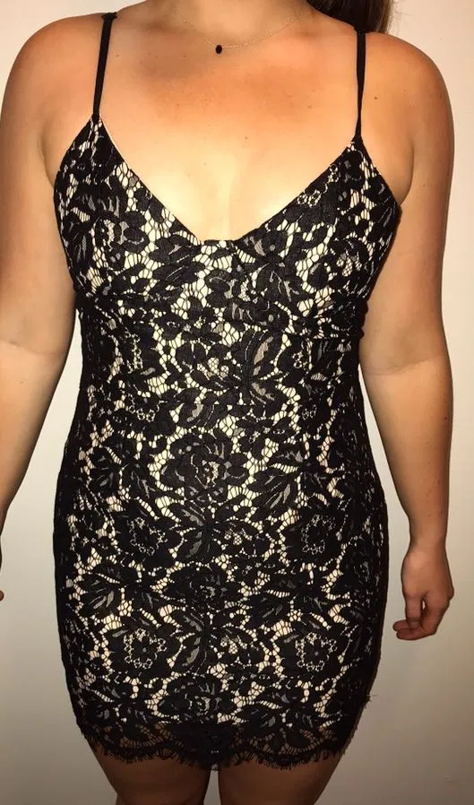 Black Short Lace Dress - Image 2