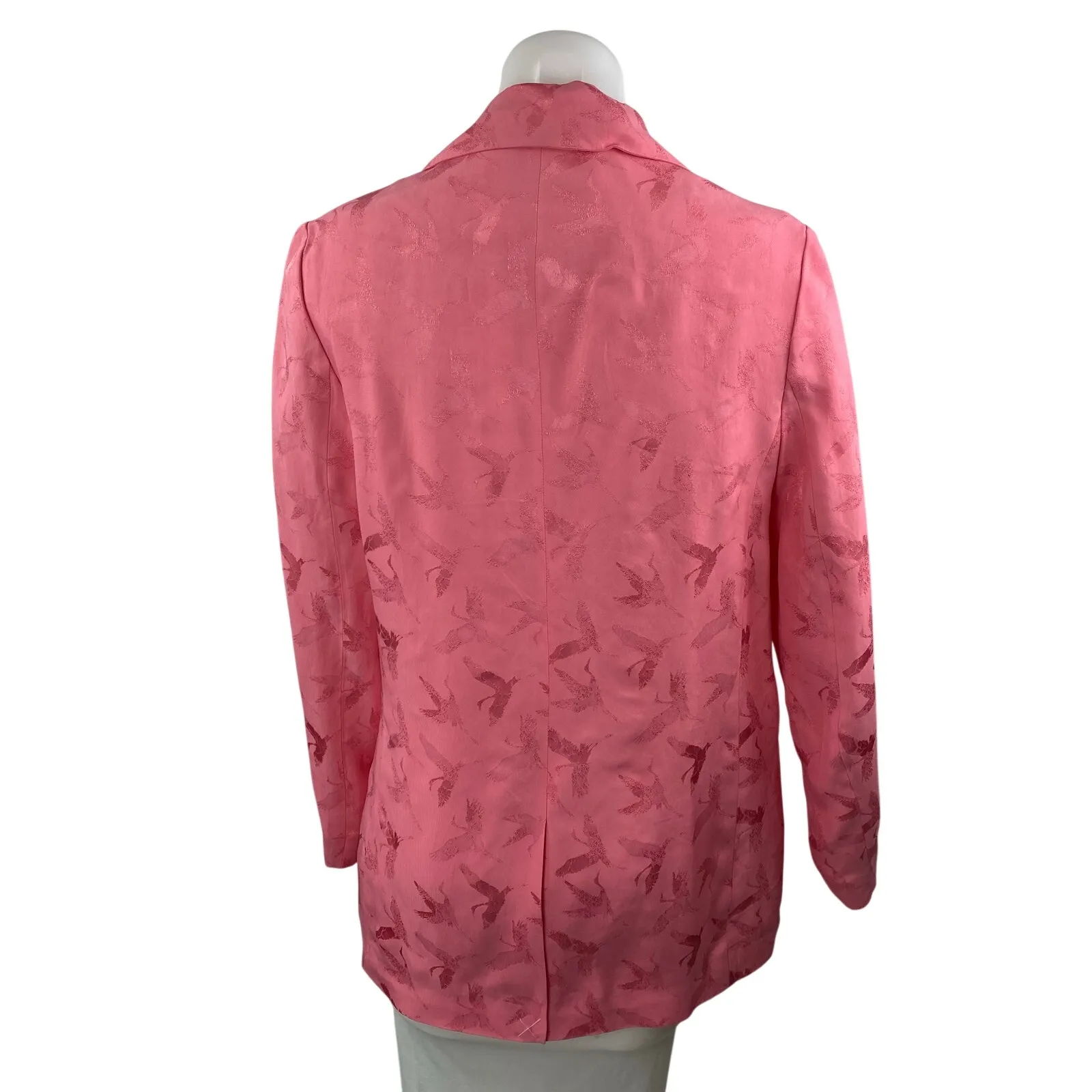Maje Womens Pink Bird Jacquard Long Sleeve Notch Lapel Blazer Coat Jacket Size 6 - Image 4