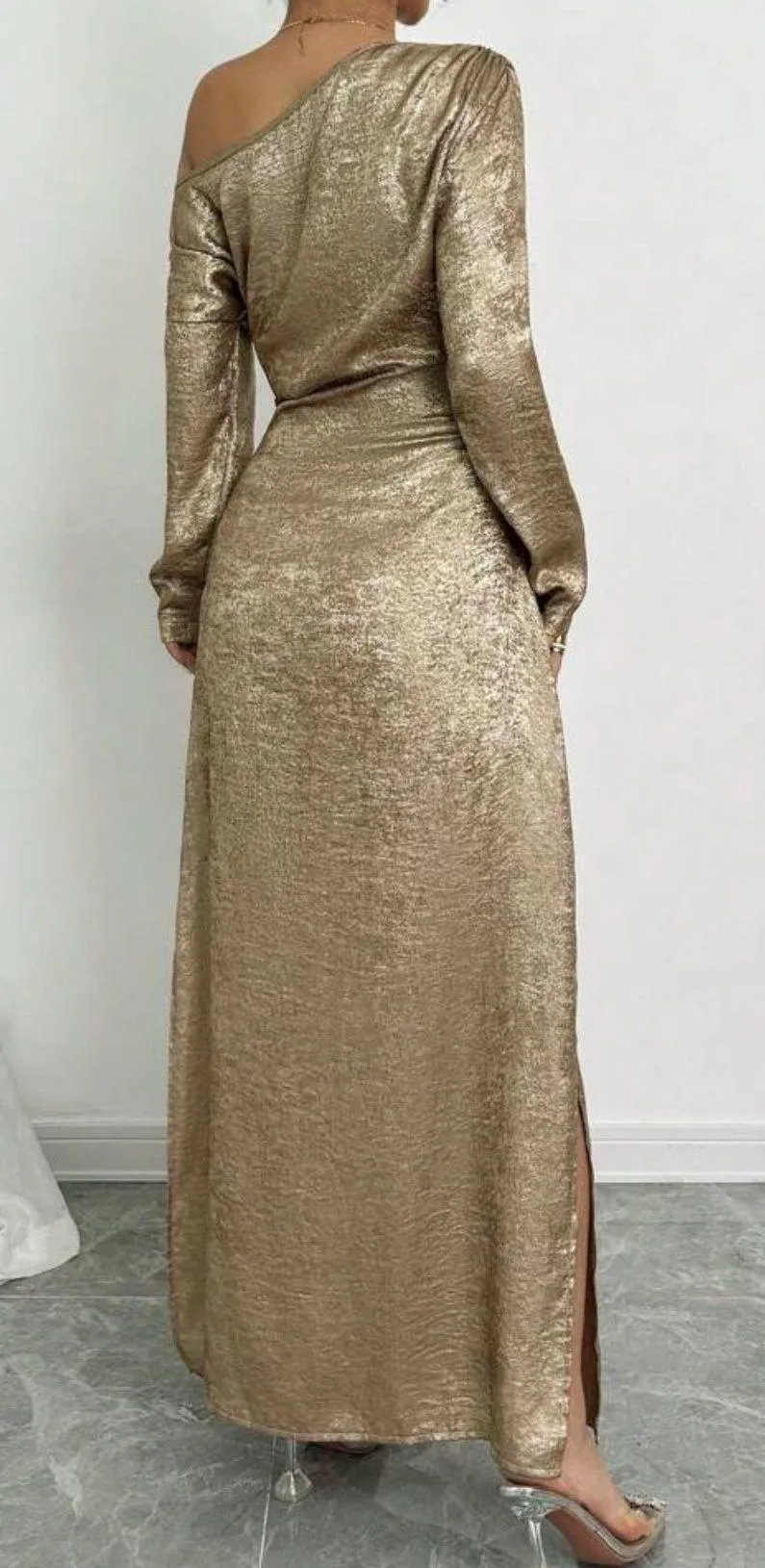 Gold Long Sleeve Dress - Image 2