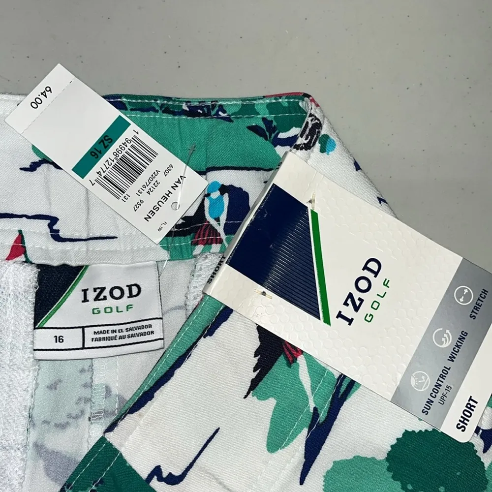 IZOD Golf NWT Size 16 Golf Printed UPF 15 Wicking Bermuda Shorts - Image 5