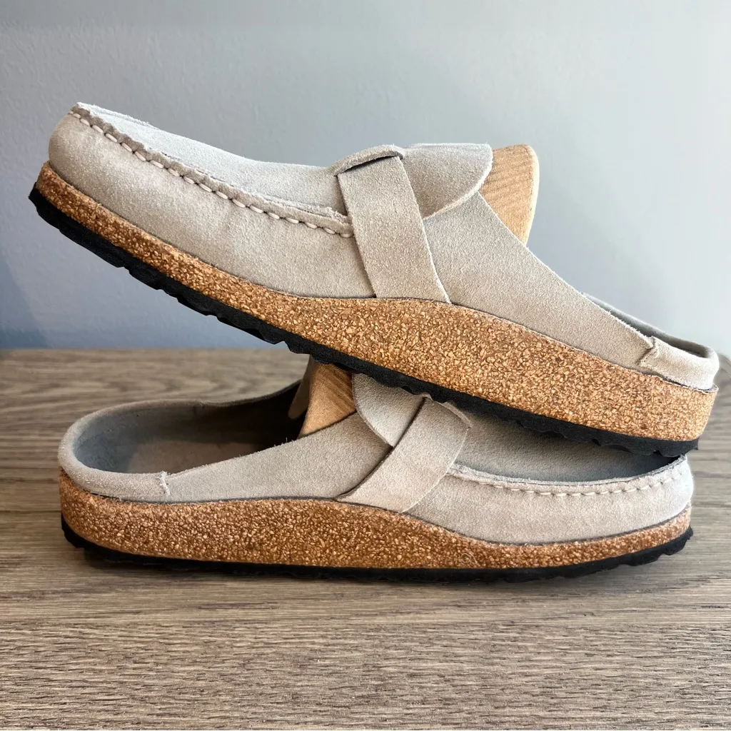 Birkenstock Women's Buckley Suede Mules Stone Coin Mineral Gray Size 41 - Image 5