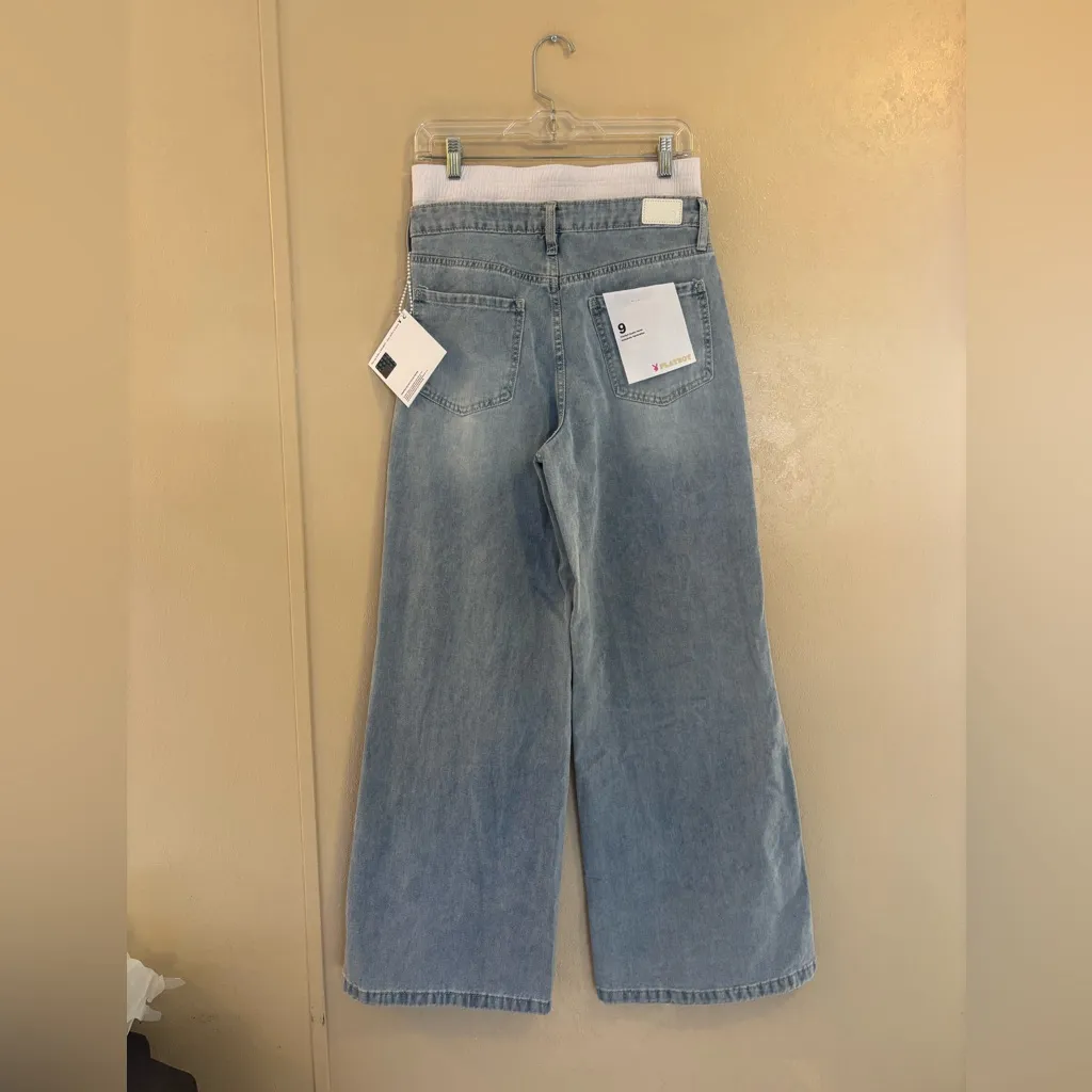 NWT PLAYBOY Wide Leg Tuxedo Waist jeans sz 9 - Image 2
