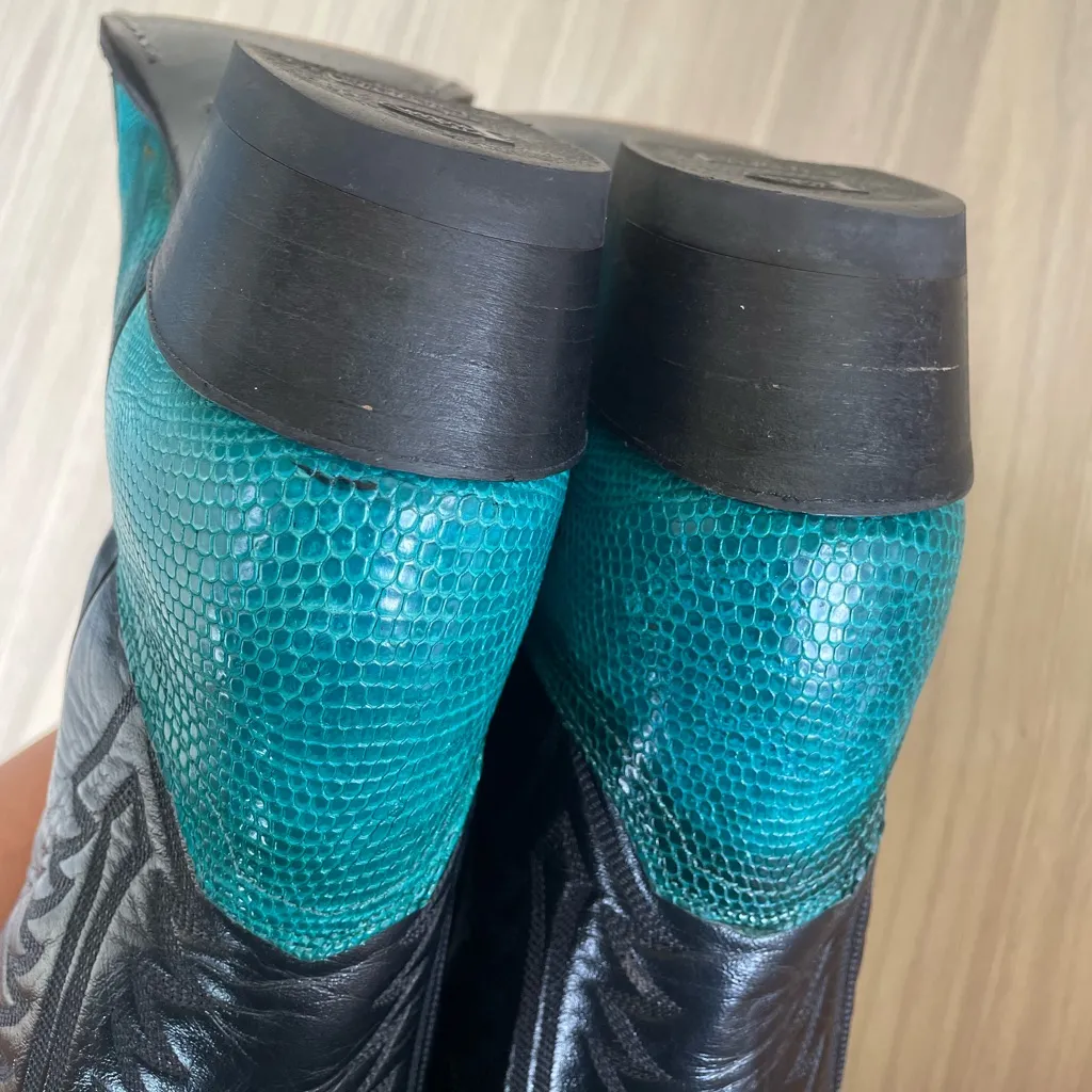 Justin Boots Black and Teal Combat Boots - Image 8