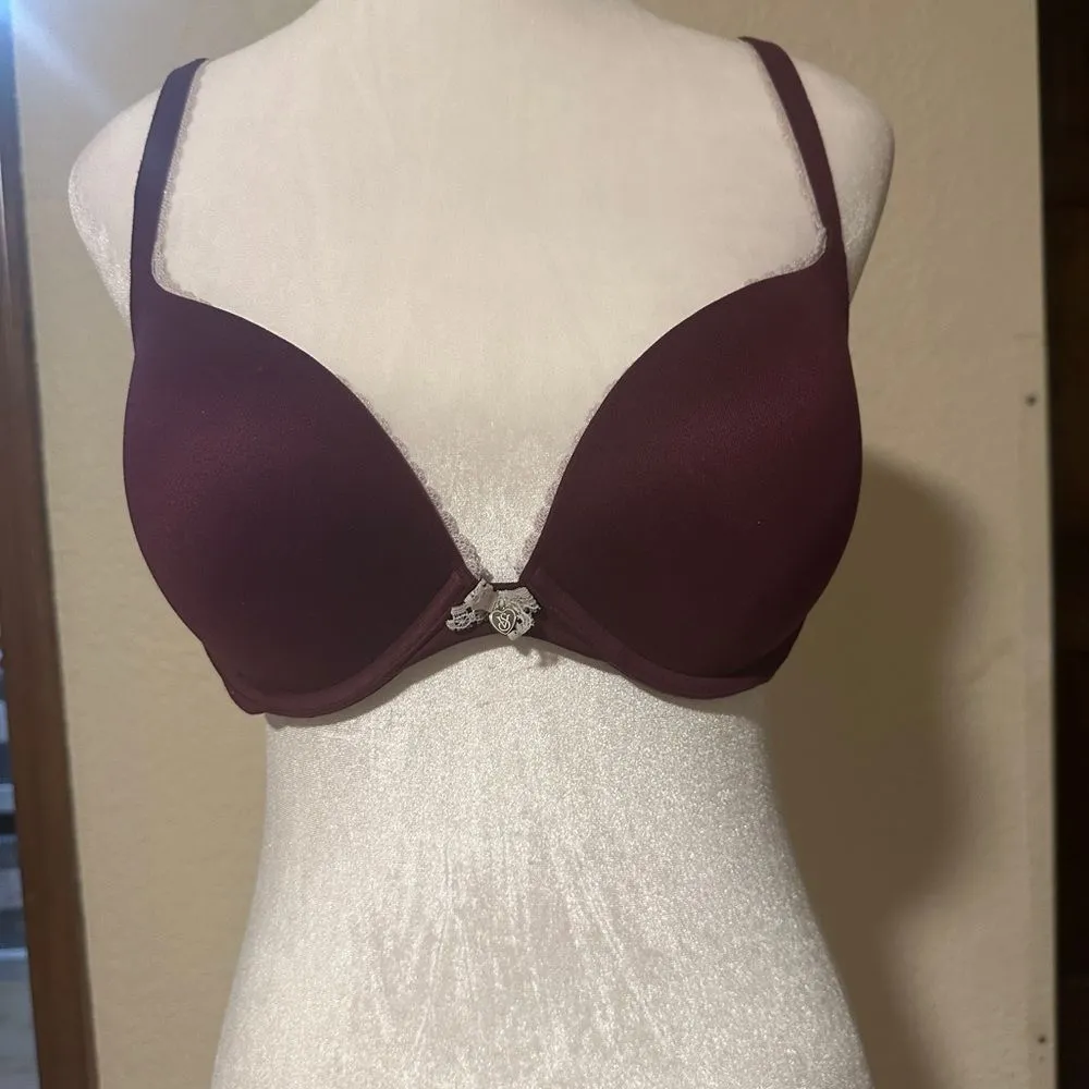 Victorias Secret Body By Victoria Push-Up Pigeonnant Bra 34D Wine Maroon‎ - Image 5