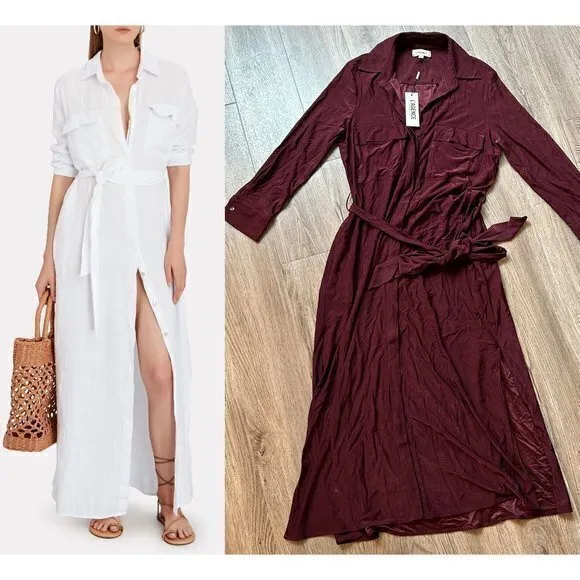L'AGENCE Cameron Purple Maxi Shirt Dress Size XS NWT - Image 2