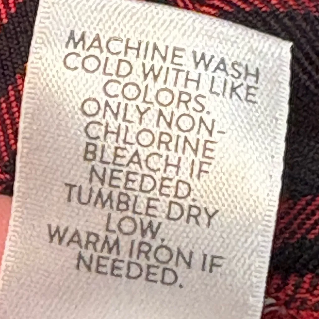 J JILL 1/3 Button Down Shirt Dress Red Black Plaid Pockets Lumberjack Chic Small - Image 10