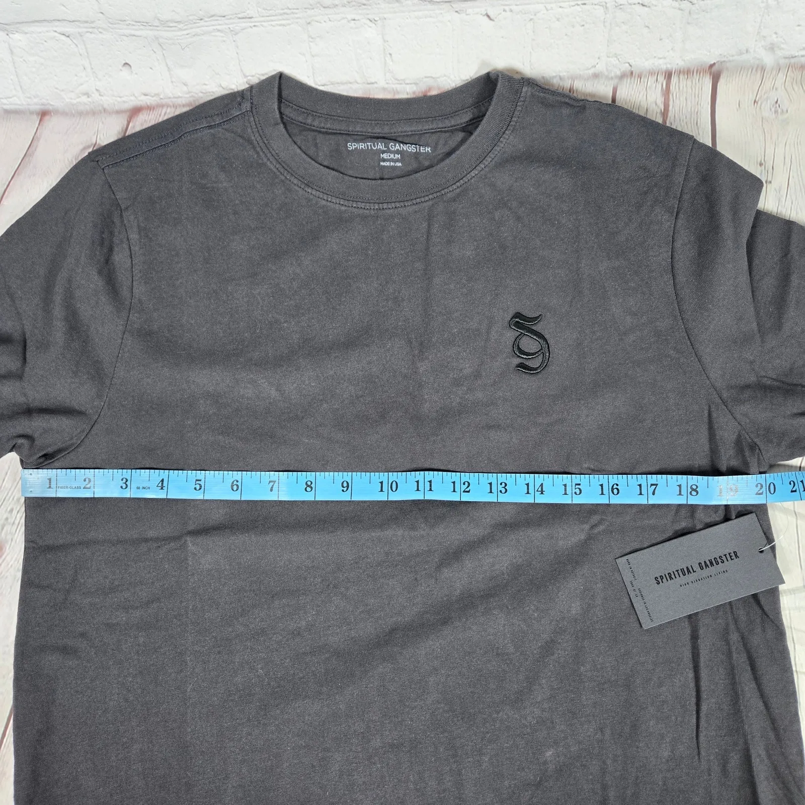 Spiritual Gangster Monogram Short Sleeve T-Shirt Vintage Black M NWT‎ - Image 9