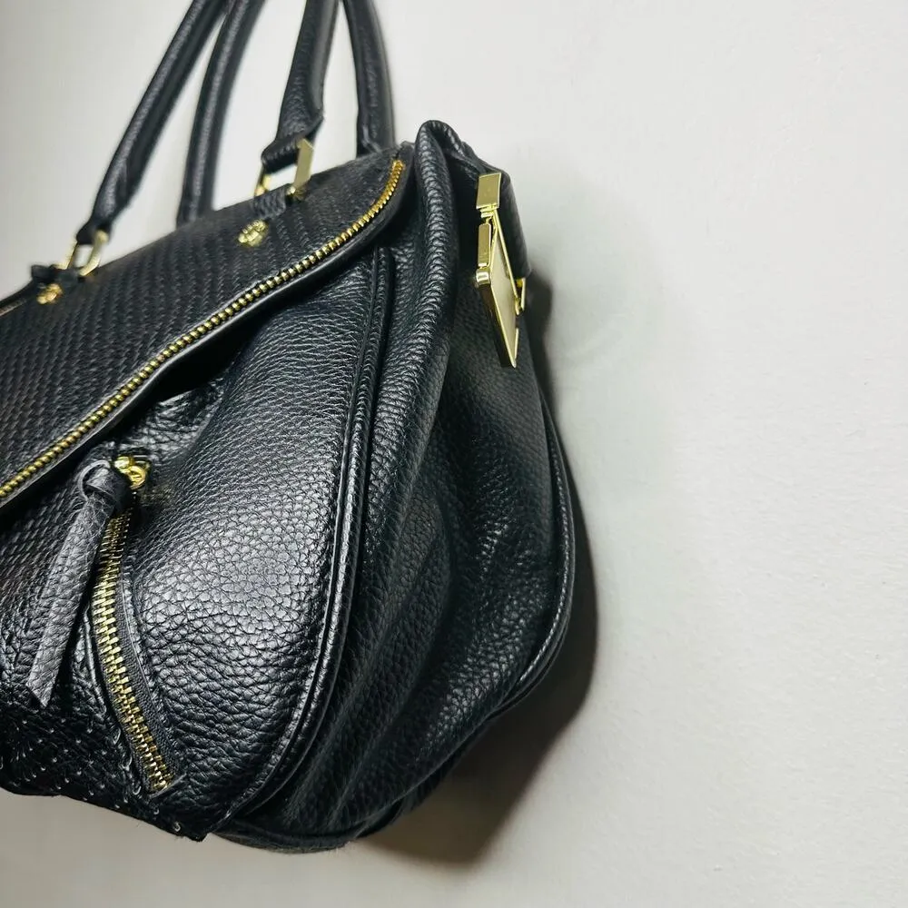 STEVE MADDEN Women's Black Embossed Faux Leather Gold Accent Handbag Purse - Image 12