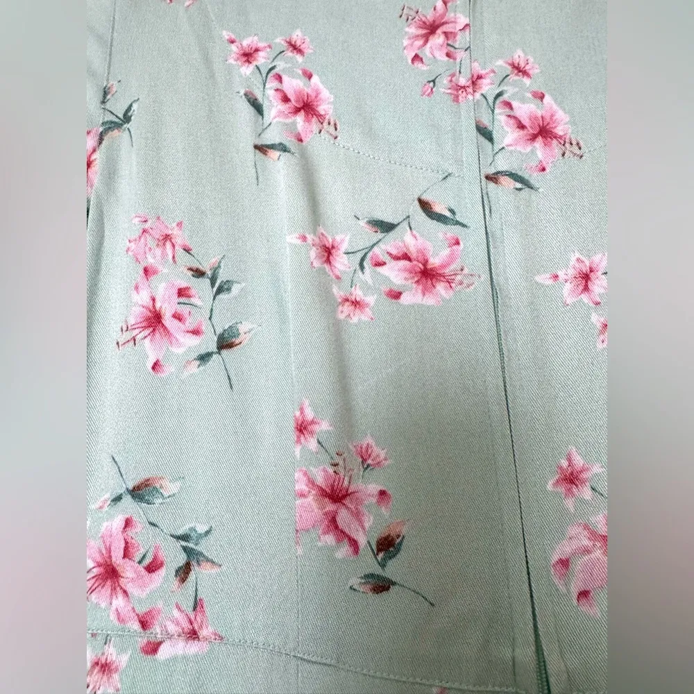 Vintage Y2K Crazy Horse Liz Claiborne Floral Maxi Dress Mint Green Small - Image 6