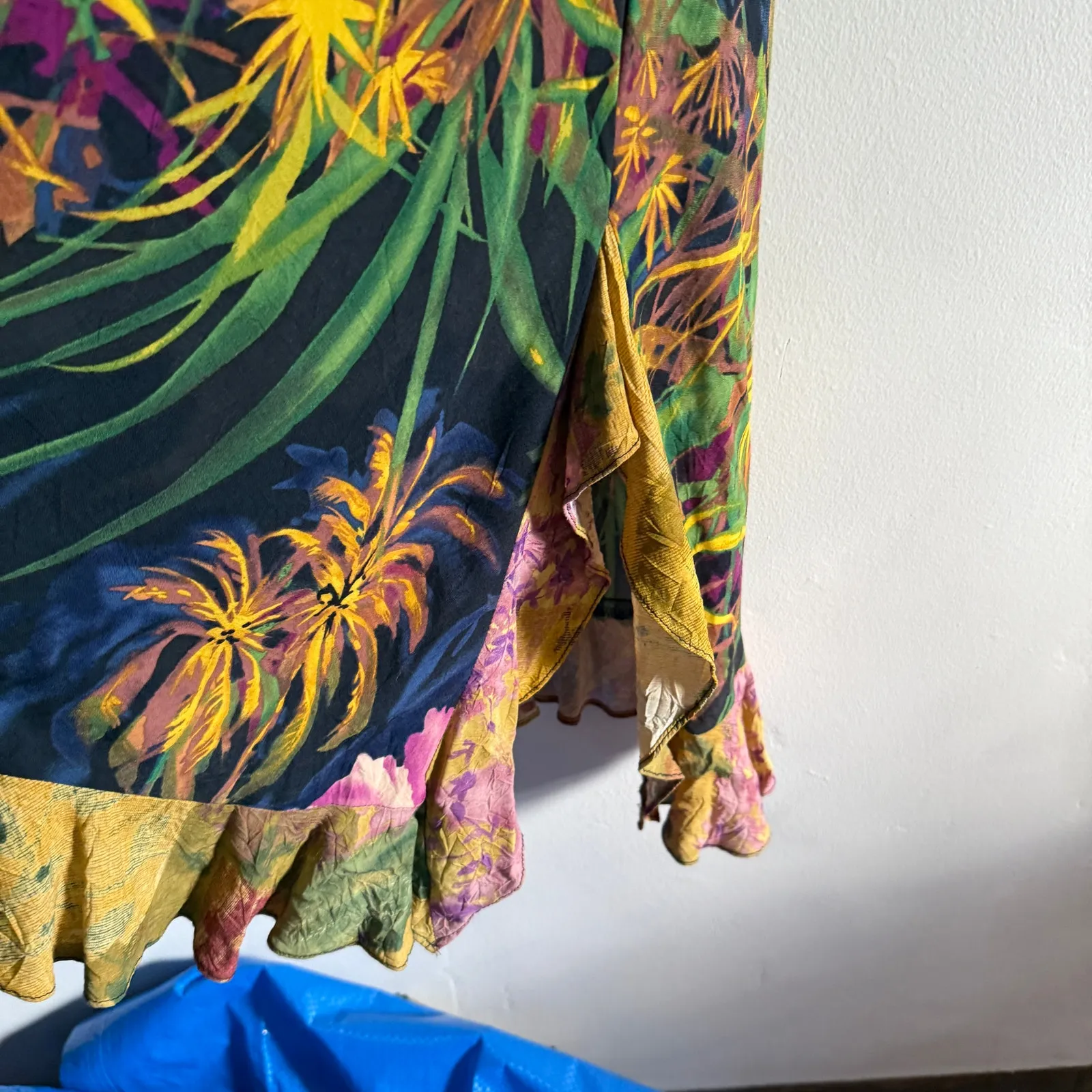 JAMS WORLD | Vintage Hibiscus Forest Midi Length Flounce Dress | Medium Sundress - Image 5