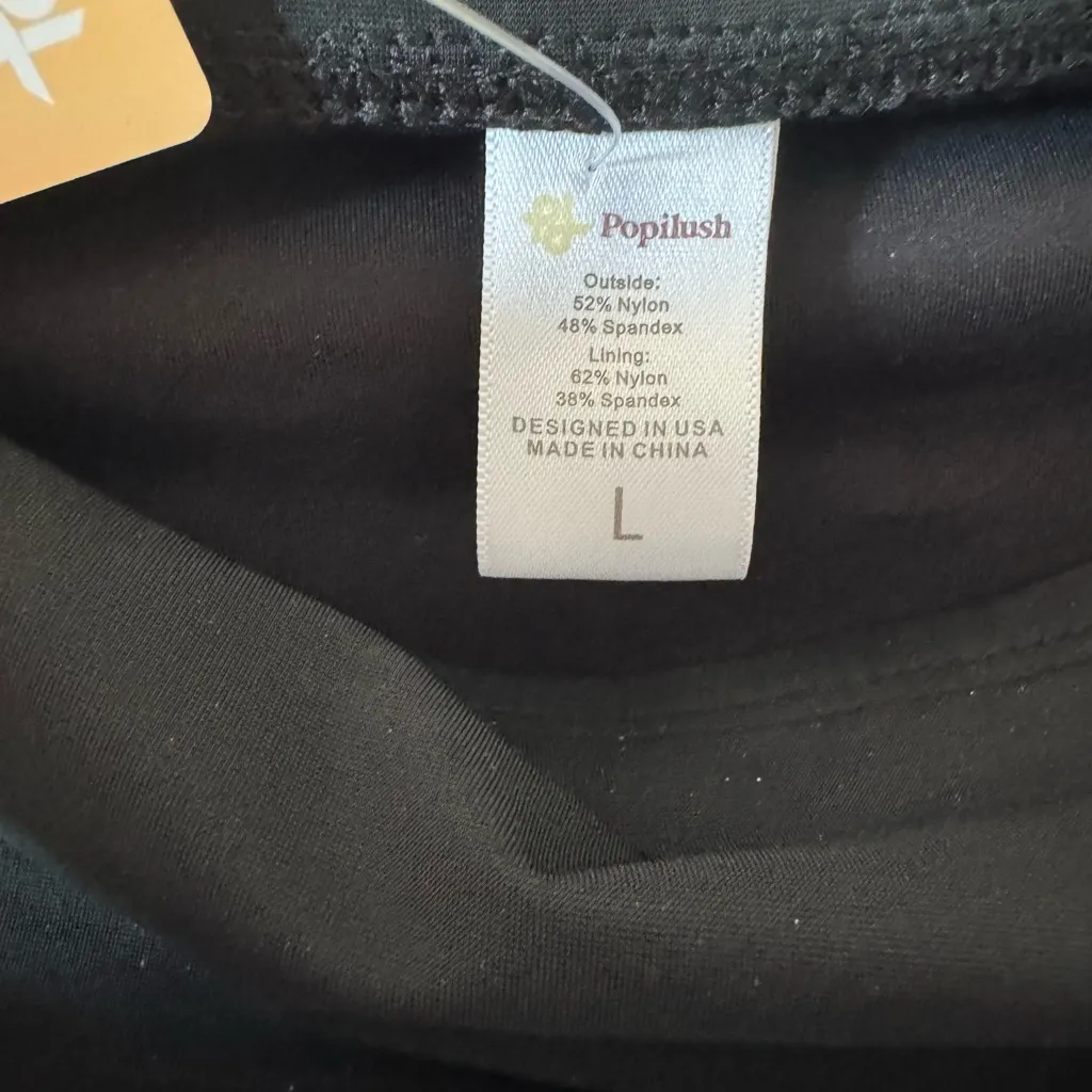 Popilush Shapewear Swimwear Bikini Bottom Tummy Control Ruched Black L NWT Size L - Image 7