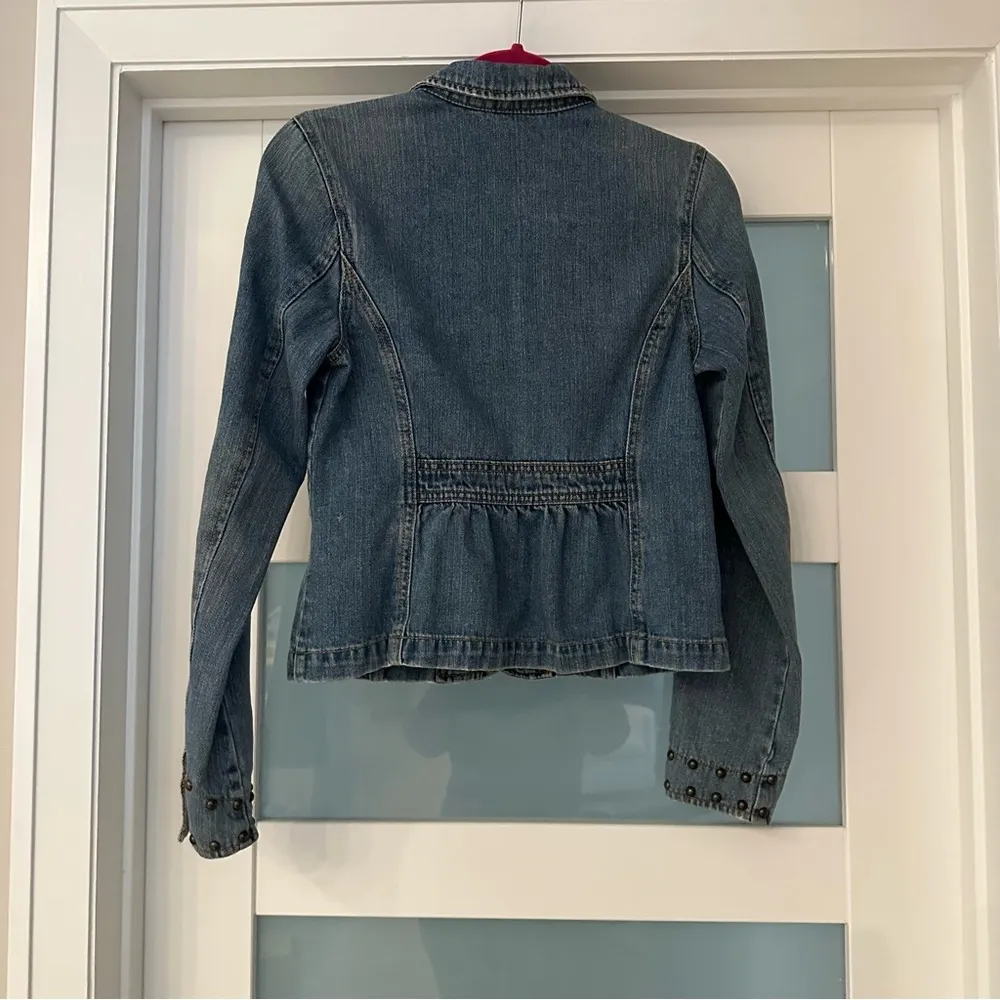 Vintage Levi’s Y2K Studded Distressed Denim Jean Blazer Jacket Cotton Sz… - Image 2