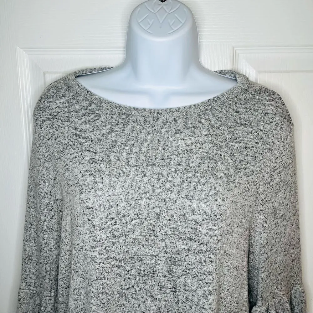 Philosophy Bell Sleeve Sweater Marled Heather Grey S - Image 3